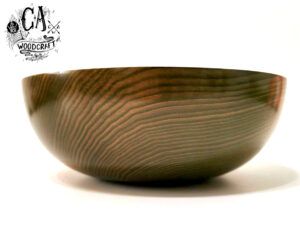 ash unique wooden bowl stained green turned by c a woodcraft logo