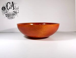 wooden ash bowl stained orange turned by c a woodcraft