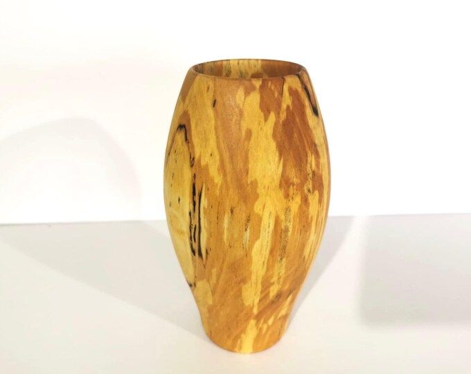 green turned spalted birch vase by c a woodcraft