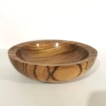 zebrano wooden bowl with carved rim turned by c a woodcraft