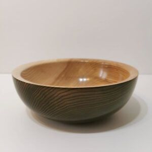 ash wooden fruit bowl stained green c a woodcraft