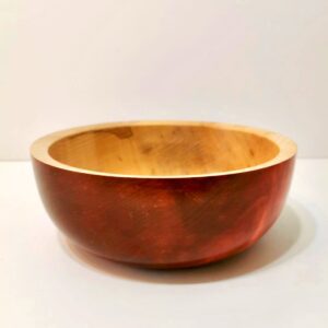 red sycamore turned stained wooden fruit bowl c a woodcraft 2