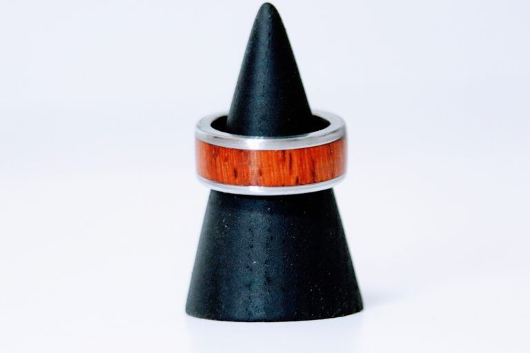 C A Woodcraft Wood and stainless steel ring with African padauk