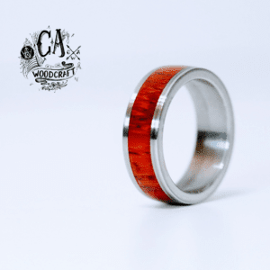 c a woodcraft wood and stainless steel ring with african padauk