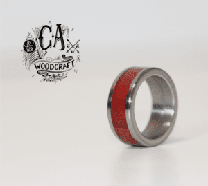 african pink ivory stainless steel and wood ring c a woodcraft 4
